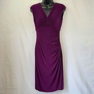 Lauren Ralph Lauren Surplice Ruched Waist Dress Purple Size 2